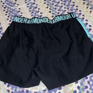 Under Armour Women's Black and Teal Athletic Shorts